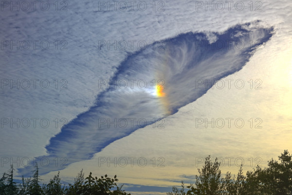 France, Gard, trou de Virgas, dans un ciel de Cirrocumulus / France, Gard, Virgas hole, in a Cirrocumulus sky