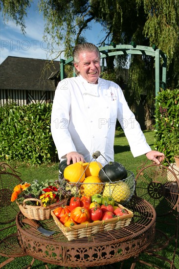 France, Normandie, Calvados, pays d'auge, cambremer, chateau Les Bruyeres, hotel restaurant, Chef Philippe Harfaux, potager,