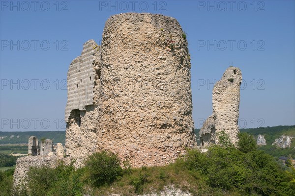 France, Haute Normandie, vallee de la Seine, eure, les andelys, chateau gaillard, donjon, vestige, richard coeur de lion, vestiges de l'ouvrage avance