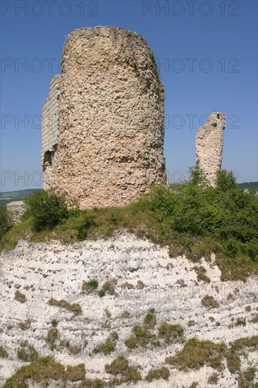 France, Haute Normandie, vallee de la Seine, eure, les andelys, chateau gaillard, donjon, vestige, richard coeur de lion, vestiges de l'ouvrage avance,