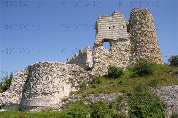 France, Haute Normandie, vallee de la Seine, eure, les andelys, chateau gaillard, donjon, vestige, richard coeur de lion, vestiges de l'ouvrage avance,