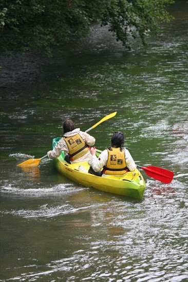 France, canoe on the river risle at corneville