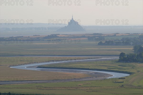 France, Basse Normandie, Manche, avranches, jardin des plantes, panorama sur la baie du mont saint Michel, maree basse, pres sales,