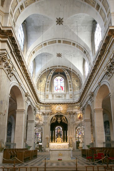 France, Paris 4e, ile saint Louis, eglise Saint Louis en l'ile, nef, voute,