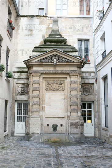 France, Paris 4e, le marais, fontaine de Jarente, impasse de la poissonnerie