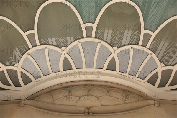 France, Paris 6e, detail verriere auvent art deco, , le bon marche, 26 rue de sevres