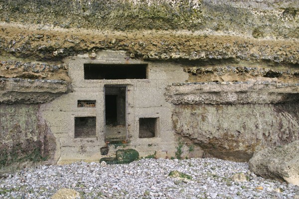 France, Normandie, Seine Maritime, cote d'albatre etretat, falaise d'aval. blockhaus dans la falaise, seconde guerre mondiale,