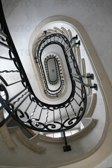 France, Normandie, Seine Maritime, pays de Caux maritime, cany barville, chateau de cany, escalier, rampe, fer forge,