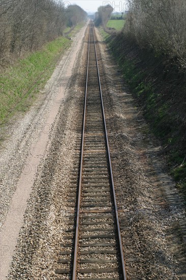 France, Normandie, voie de chemin de fer, transport ferroviaire, ligne sncf,
