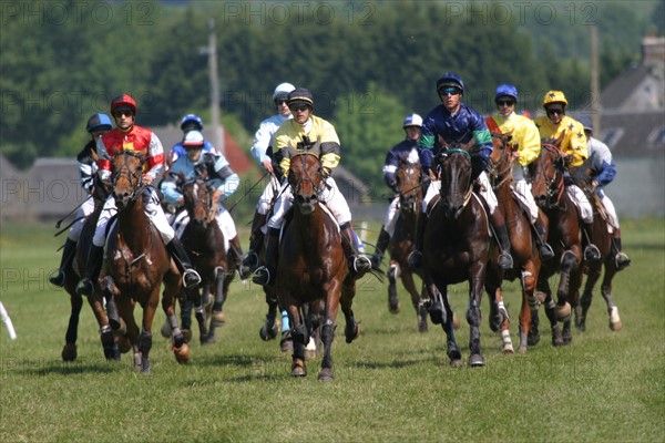 France, Basse Normandie, calvados, pays d'auge, dozule, courses de trot, hippodrome, courses, cheval, pmu, piste herbe,