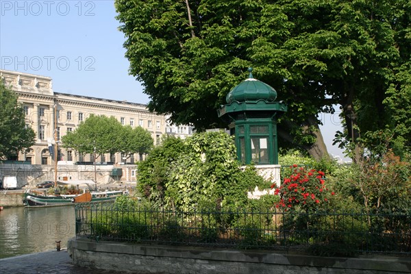 France, Paris 1e, ile de la cite, square du vert galant, jardin, Seine, Pont Neuf, kiosque,