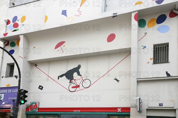 France, Paris 20e, rue de menilmontant, mur peint