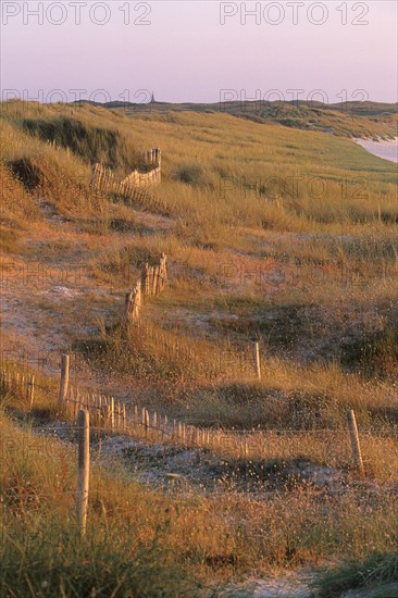 France, Bretagne, Finistere nord, cotes des abers, dunes de corn ar gazell, massif dumaire, coucher de soleil, sable,