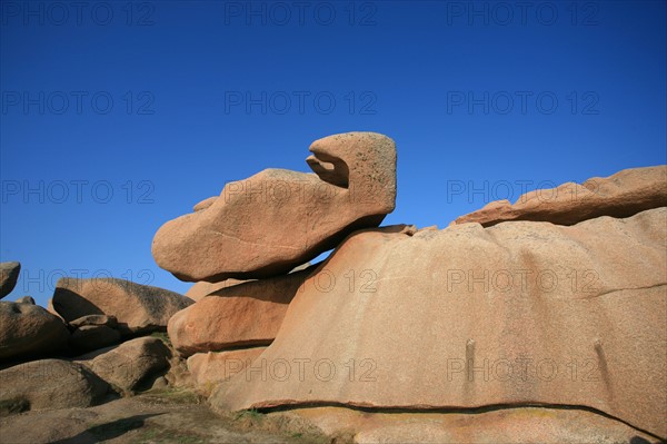 France, Bretagne, Cotes d'Armor, cote de granit rose, rochers aux formes evocatrices, ploumanach,