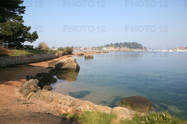 France, Bretagne, Cotes d'Armor, cote de granit rose, ploumanach, port de la Clarte, ar sklerder, plage, rivage, chemin cotier,