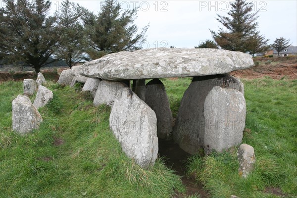 France, Bretagne, Cotes d'Armor, cote de granit rose Pleumeur-Bodou, ile grande, allee couverte, megalithes, dolmen,