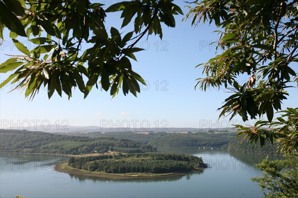 France, Bretagne, Finistere, rade de brest, presqu'ile de crozon, landevennec, paysage, panorama, riviere l'aulne, coude, arbres,