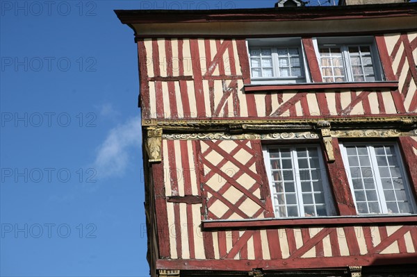 France, Bretagne, Ille et Vilaine, rennes, maisons a pans de bois, colombages, detail maison du vieux rennes, rue du chapitre