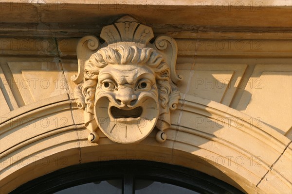 France, Basse Normandie, Manche, Cotentin, Cherbourg, theatre des arts, facade, detail mascaron,