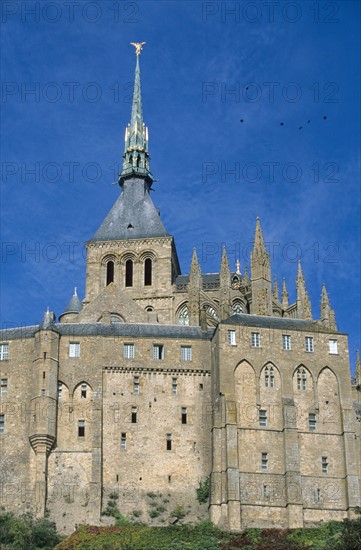 France, Basse Normandie, Manche, pays de la baie du Mont-Saint-Michel, le Mont-Saint-Michel, clocher de la merveille,