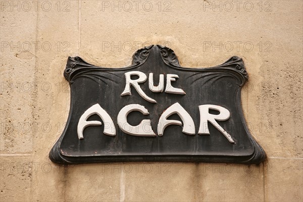 Plaque de rue de la Rue Agar à Paris