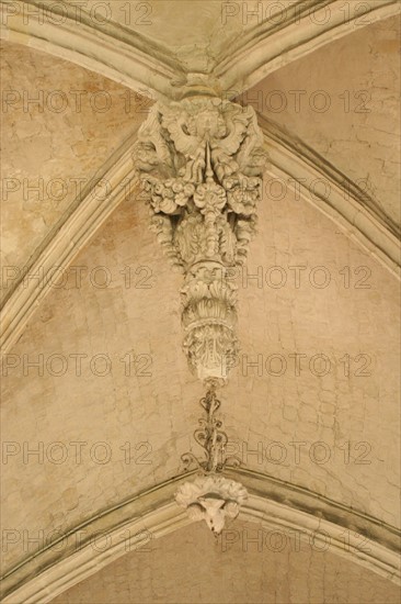 France, Haute Normandie, Seine Maritime, harfleur, eglise, cle pendante, voute, cul de lampe,