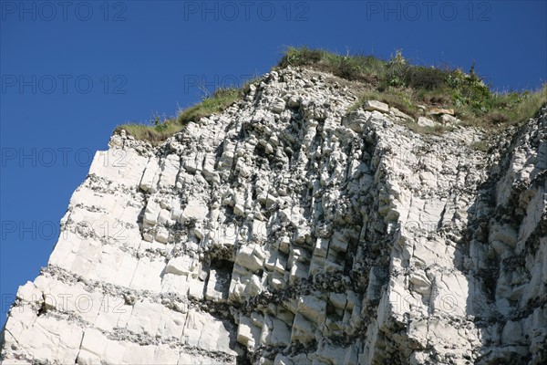 France, Haute Normandie, Seine Maritime, pays des hautes falaises, yport, falaises amont, detail silex dans le calcaire,