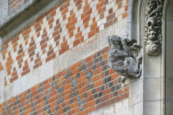 France, Haute Normandie, Seine Maritime, pays de Caux maritime, Offranville, manoir d'auffay, Construction traditionnelle en brique et pierre et silex,