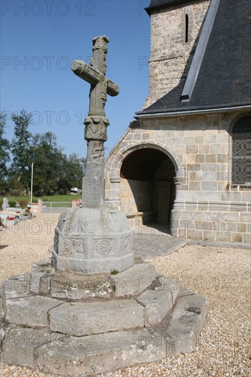 France, Haute Normandie, Seine Maritime, pays de Caux maritime, Malleville-les-Gres, calvaire et eglise