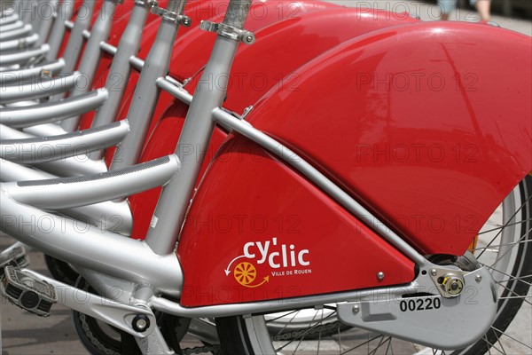 France, Haute Normandie, Seine Maritime, Rouen, centre ville, cy clic, velos en libre service, environnement, developpement durable, ecologie, cyclisme, deux roues en ville, circulation,