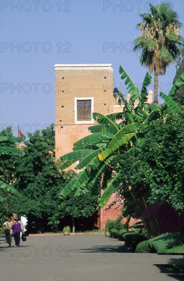 Afrique, maroc, marrakech, jardin, 
palais de la Bahia, oasis, fontaine, palmiers,