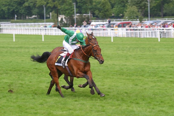 France, ile de france, paris 16e, hippodrome d'auteuil, course d'obstacles, gras savoye grand steeple-chase de paris 2004, jockey, cheval, prix, pur sang, cheval, hippisme, turf,