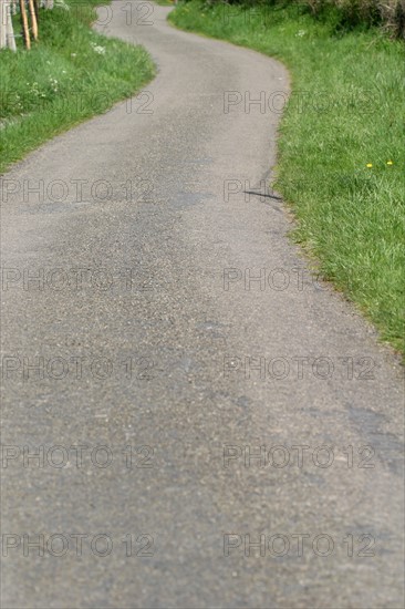 France, pays de loire, mayenne, route de campagne en lacets, virage, courbe, sainte suzanne,