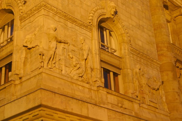 europe, Hongrie, budapest, detail banque centrale, quartier des banques et du parlement, szabadsag ter,