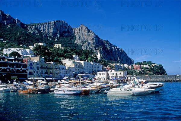 Italie, sud, golfe de naples, capri, marina grande, mer, plage, station balneaire, maisons,