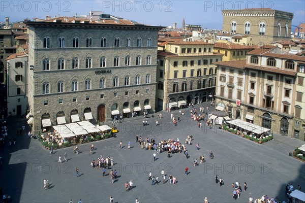 Italie, toscane, florence, firenze, renaissance italienne, place de la seigneurie, foule, touristes,