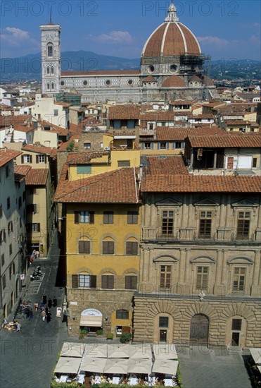 Italie, toscane, florence, firenze, renaissance italienne, santa maria del fiore, marbre, duomo, le dome, brunelleschi, ville, toits, panorama,