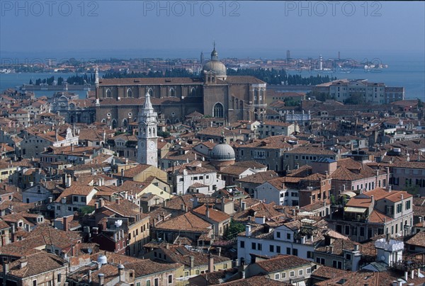 Italie, venise, panorama, vue generale, toits, ville, lagune, clocher, habitat, tuiles,