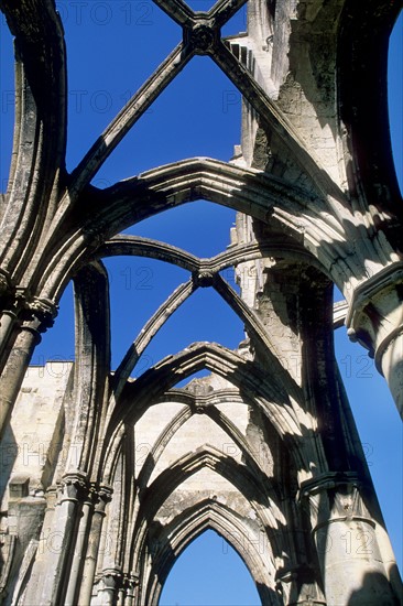 France, region picardie, oise, ourscamps, abbaye, ruines, vestiges, art gothique, pierre, monument historique,