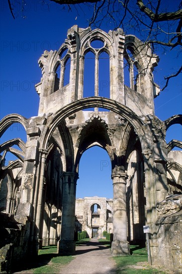 France, region picardie, oise, ourscamps, abbaye, ruines, vestiges, art gothique, pierre, monument historique,