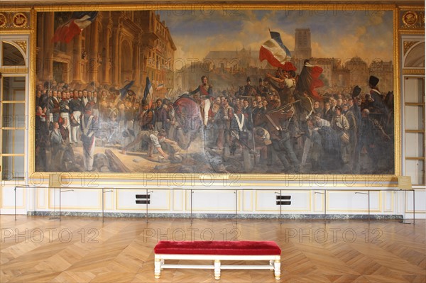 France, ile de france, yvelines, versailles, chateau de versailles, salle 1830, detail tableau duc d'orleans entrant a l'hotel de ville,