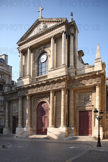 France, ile de france, paris 7e, eglise saint thomas d'aquin, place saint thomas d'aquin, facade, fronton, religion catholique,