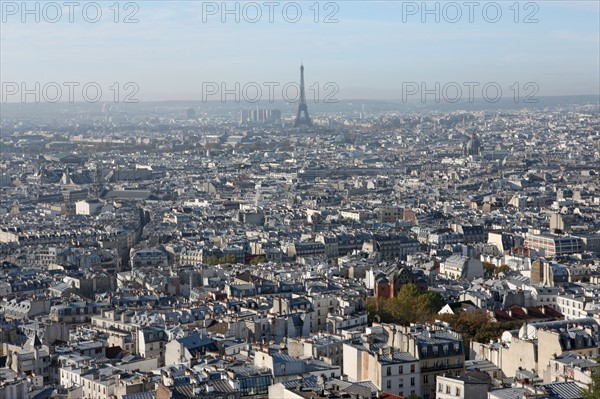 France, ile de france, paris 18e arrondissement, butte montmartre, basilique du sacre coeur, panorama depuis le dome, vue generale, paysage urbain,