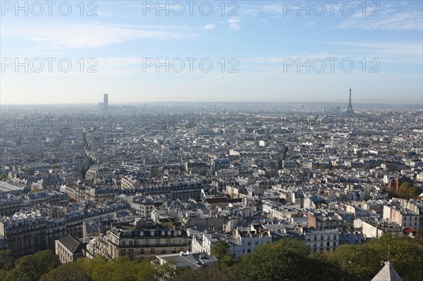 France, ile de france, paris 18e arrondissement, butte montmartre, basilique du sacre coeur, panorama depuis le dome, vue generale, paysage urbain,