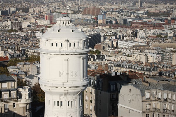 France, ile de france, paris 18e arrondissement, butte montmartre, basilique du sacre coeur, panorama depuis le dome, vue generale, paysage urbain, chateau d'eau,