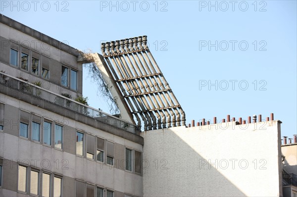 France, Ile de France, paris, 13e arrondissement, 67 rue du chevaleret, immeuble, cheminee en oblique,