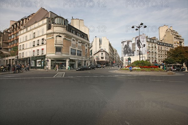 France, Ile de France, paris 16e arrondissement, place du costa rica, carrefour circulaire, batiments d'angle,