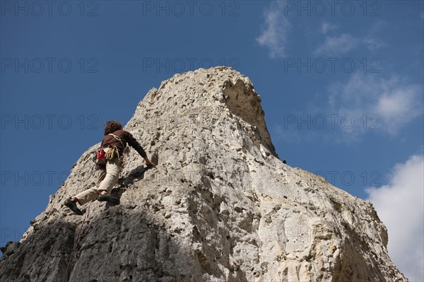 France, Haute Normandie, eure, amfreville sous les monts, escalade, authentik aventure, christophe van der cruyssen et son fils barney, falaise, sport,