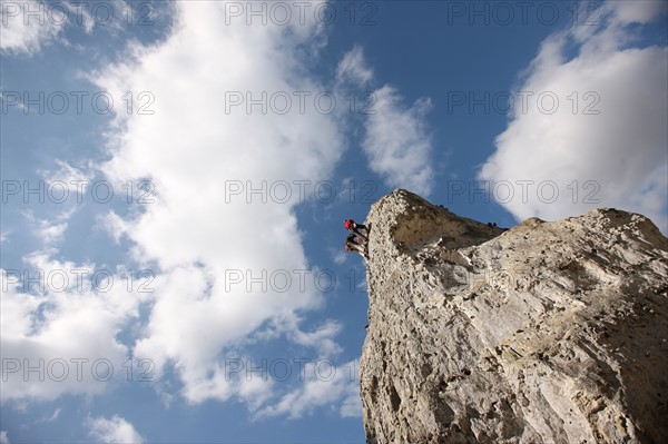 France, Haute Normandie, eure, amfreville sous les monts, escalade, authentik aventure, christophe van der cruyssen et son fils barney, falaise, sport,