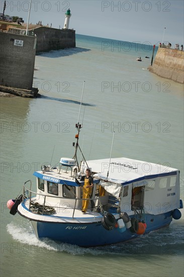 France, Haute Normandie, seine maritime, plateau de caux maritime, saint valery en caux, port, debarque et vente de la peche sur le quai, poisson, bateaux,